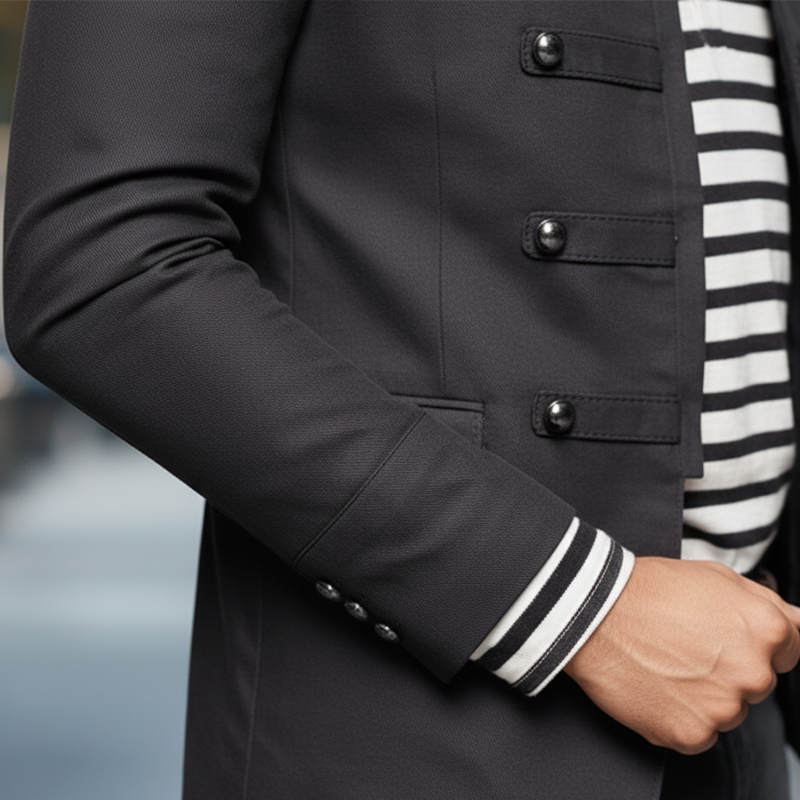 Men's Stylish And Simple Double-breasted Cotton Blend Lightweight Jacket MTA0876L9P